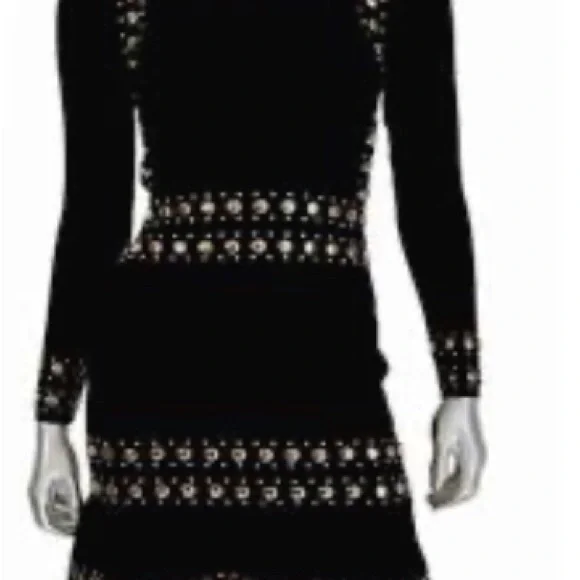 MICHAEL MICHAEL KORS
Studded Stretch-knit Mini Dress In Black/Gold - Picture 7 of 8